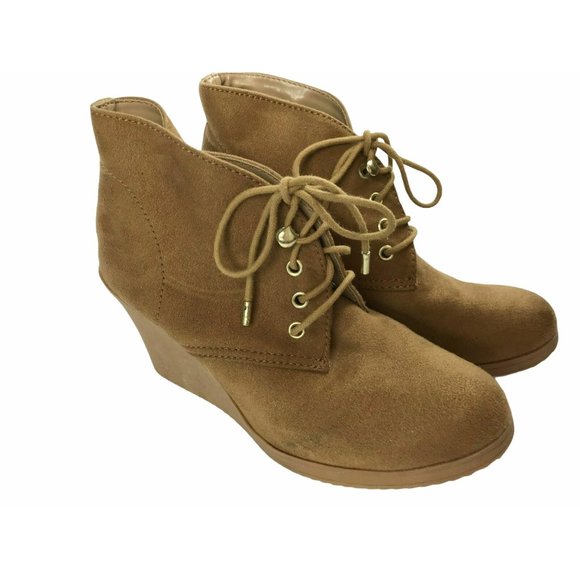 MERONA Wedge Booties Half Boot Short Boot Lace 6.5 - Picture 1 of 5